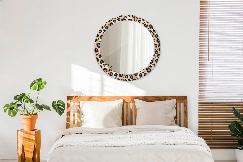 Miroir rond cadre avec impression motif à taches