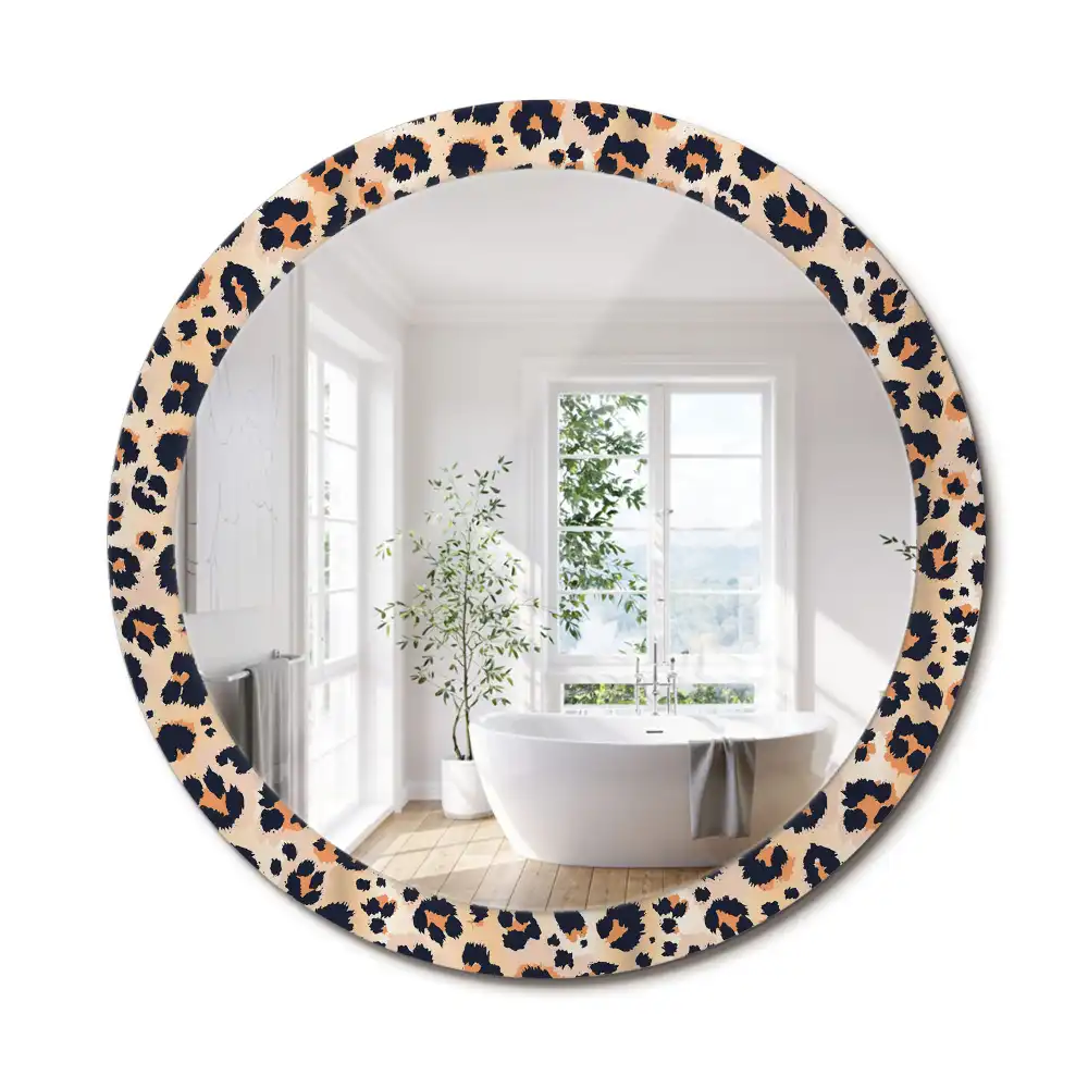 Miroir rond cadre avec impression motif à taches