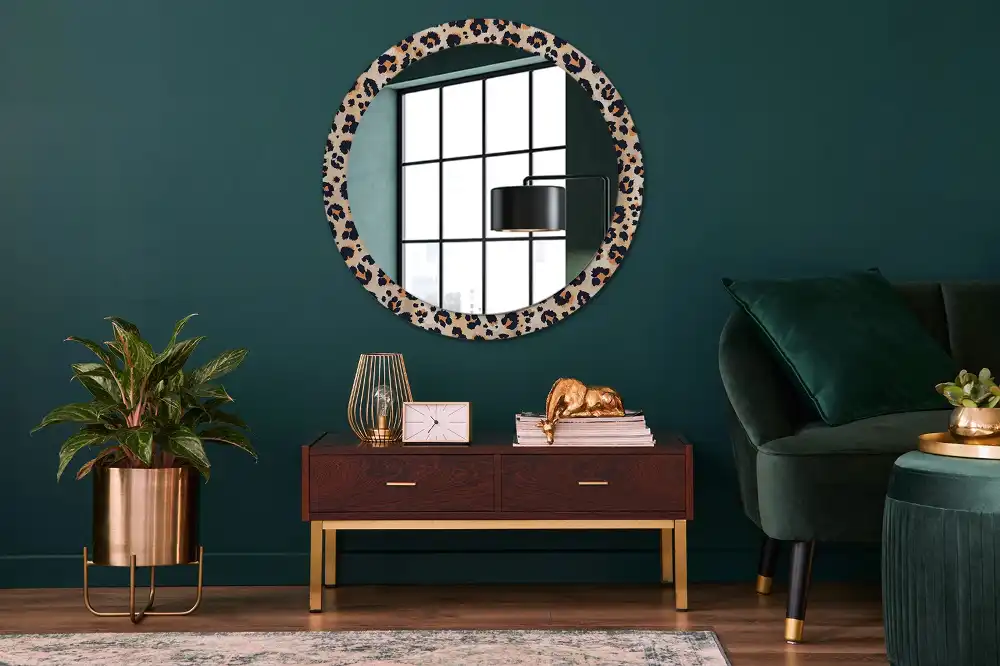 Miroir rond cadre avec impression motif à taches