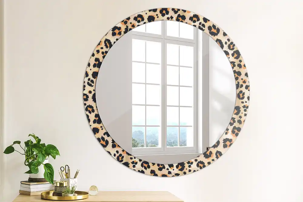 Miroir rond cadre avec impression motif à taches