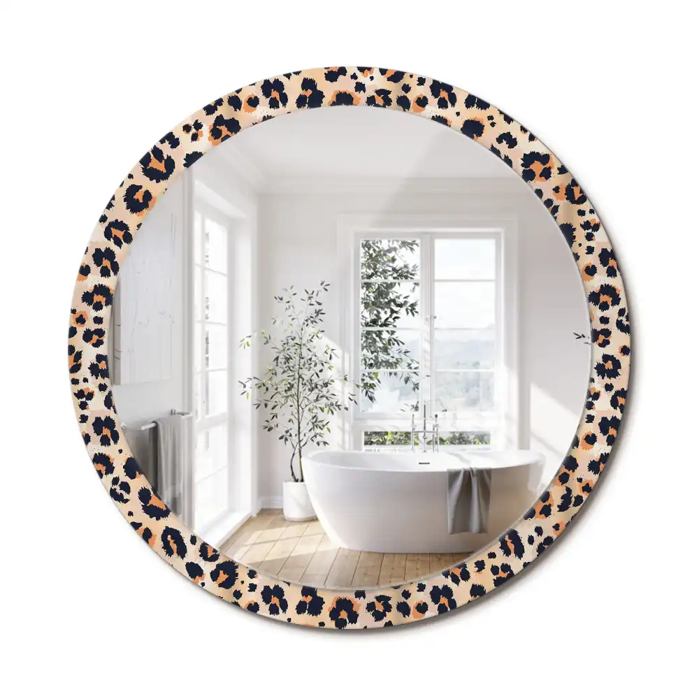 Miroir rond cadre avec impression motif à taches