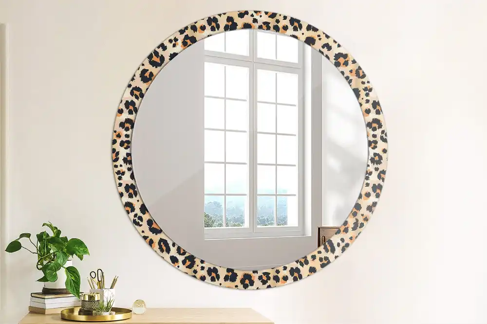 Miroir rond cadre avec impression motif à taches