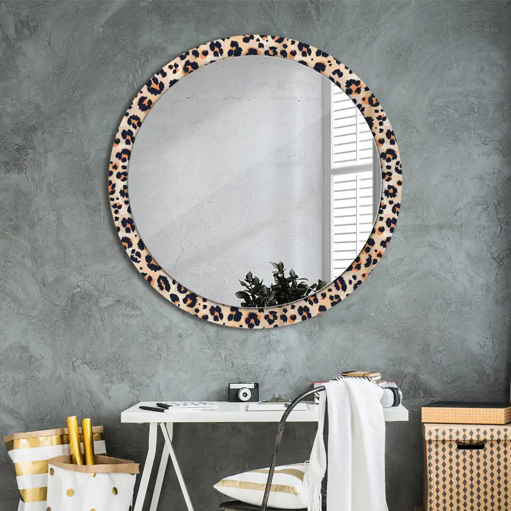 Miroir rond cadre avec impression motif à taches