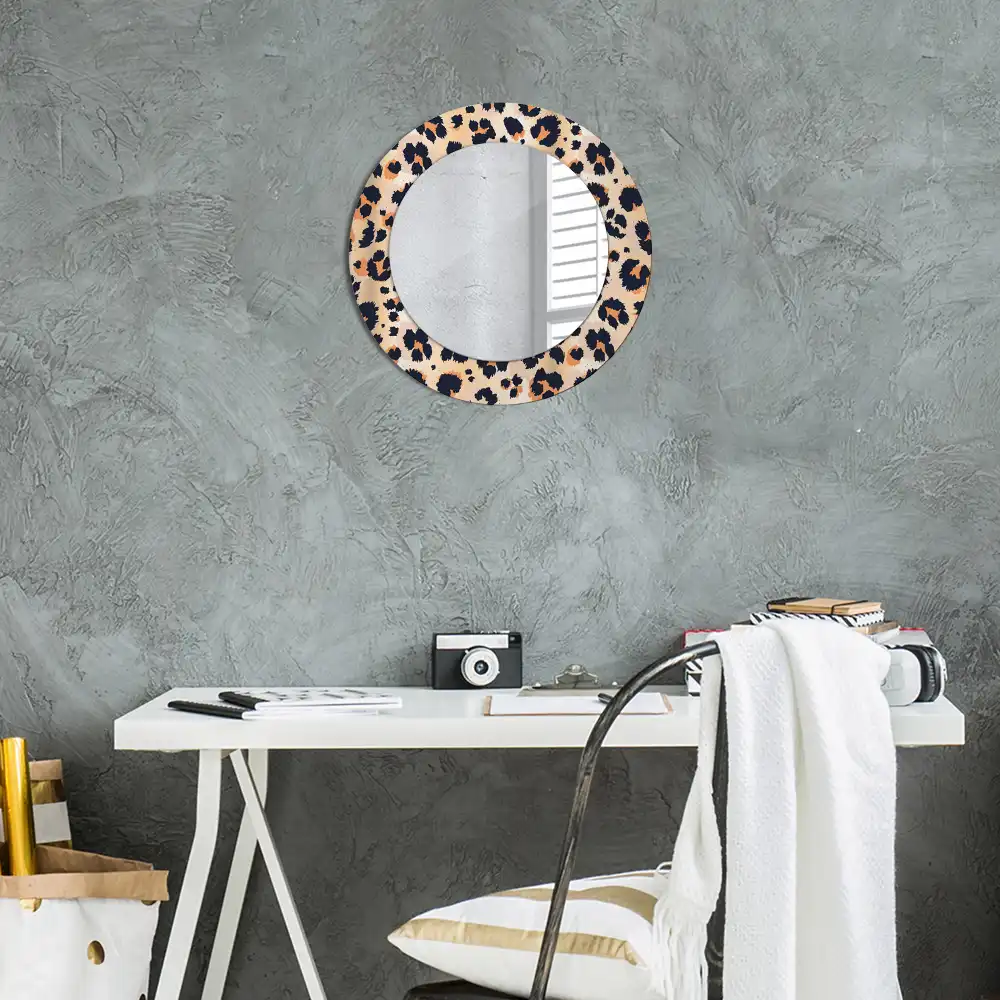 Miroir rond cadre avec impression motif à taches