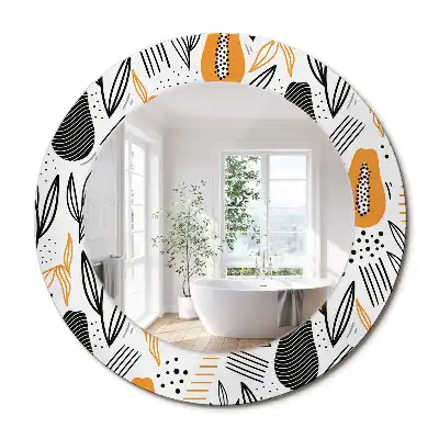 Miroir rond avec décoration papayes