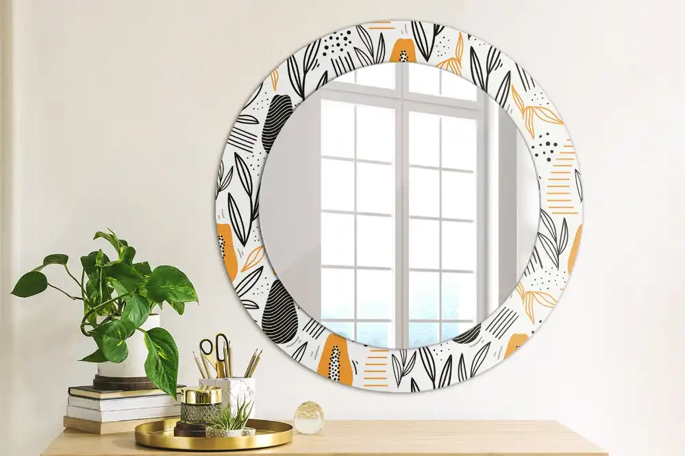 Miroir rond avec décoration papayes