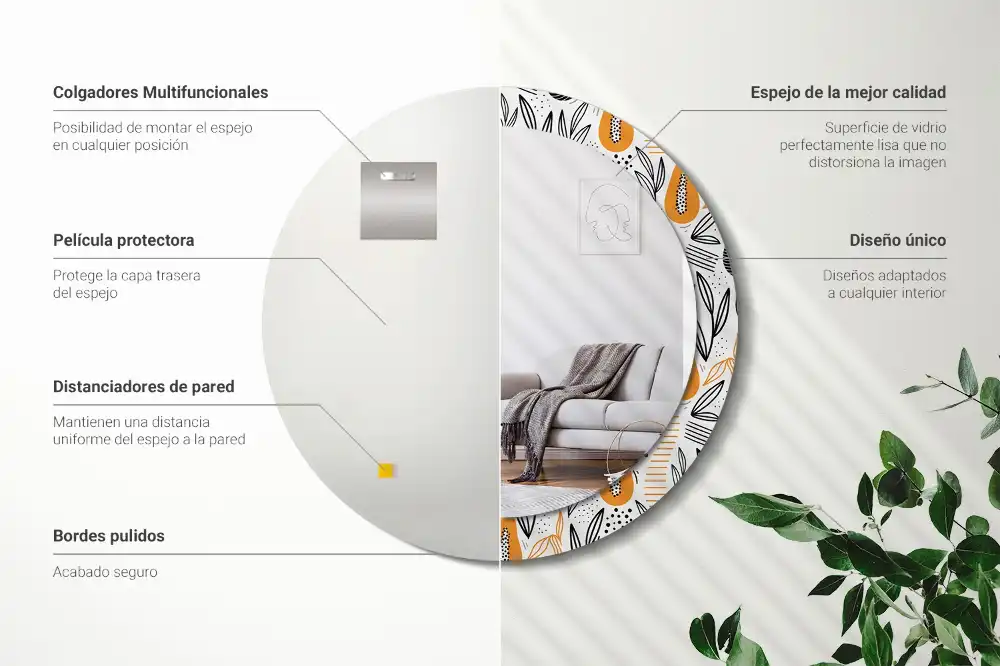 Miroir rond avec décoration papayes