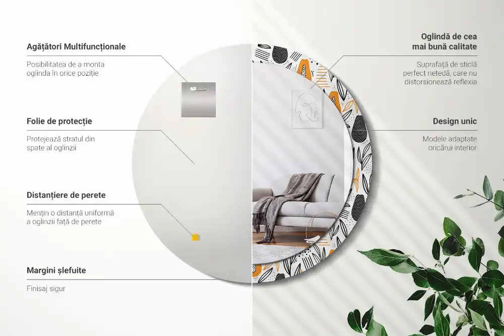 Miroir rond avec décoration papayes