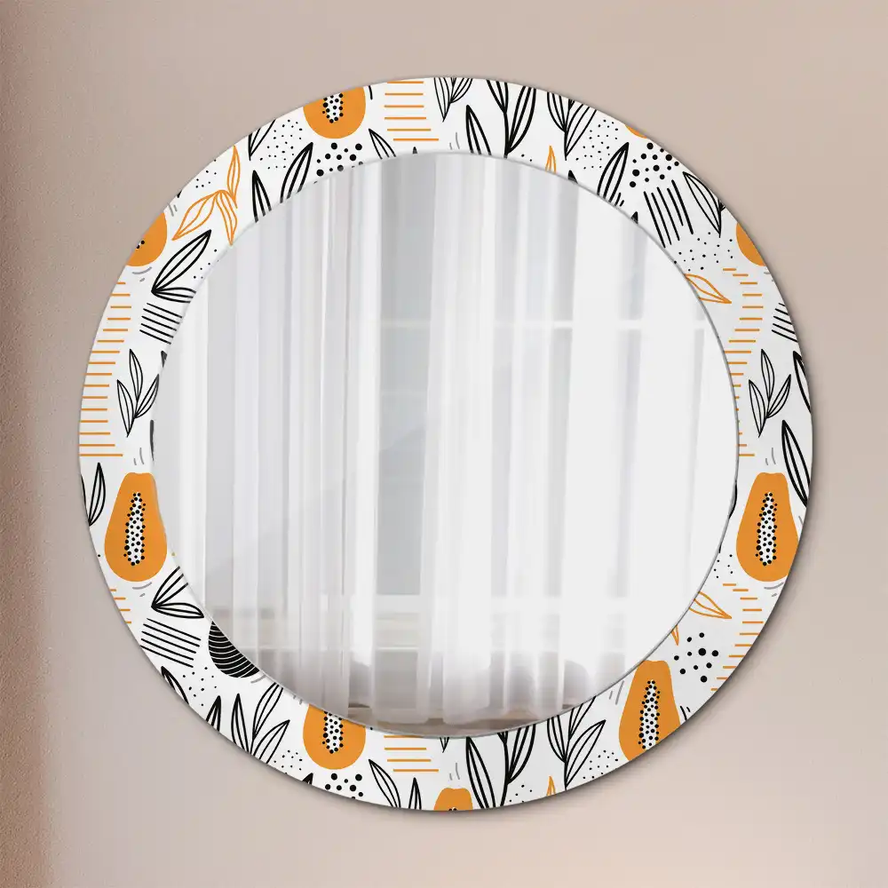 Miroir rond avec décoration papayes