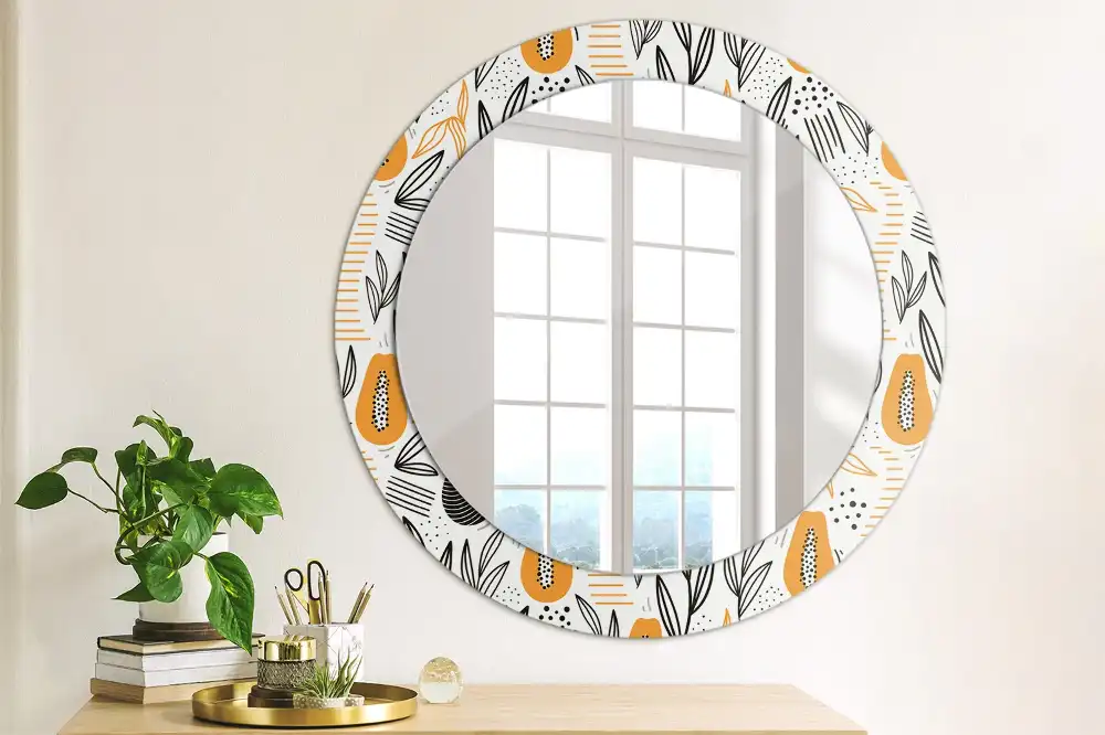 Miroir rond avec décoration papayes