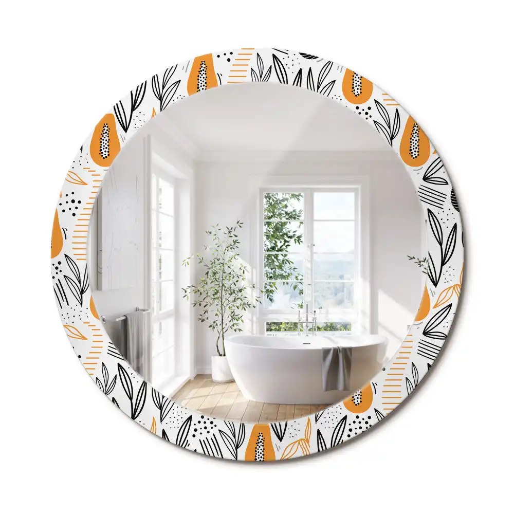 Miroir rond avec décoration papayes