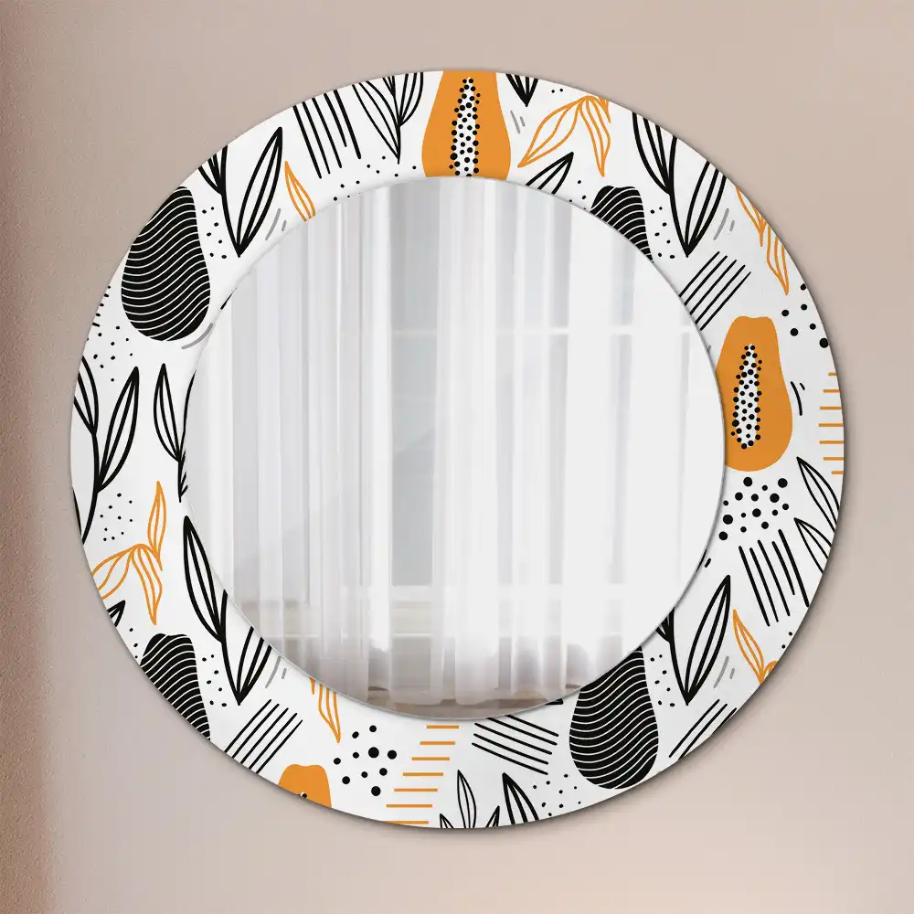 Miroir rond avec décoration papayes