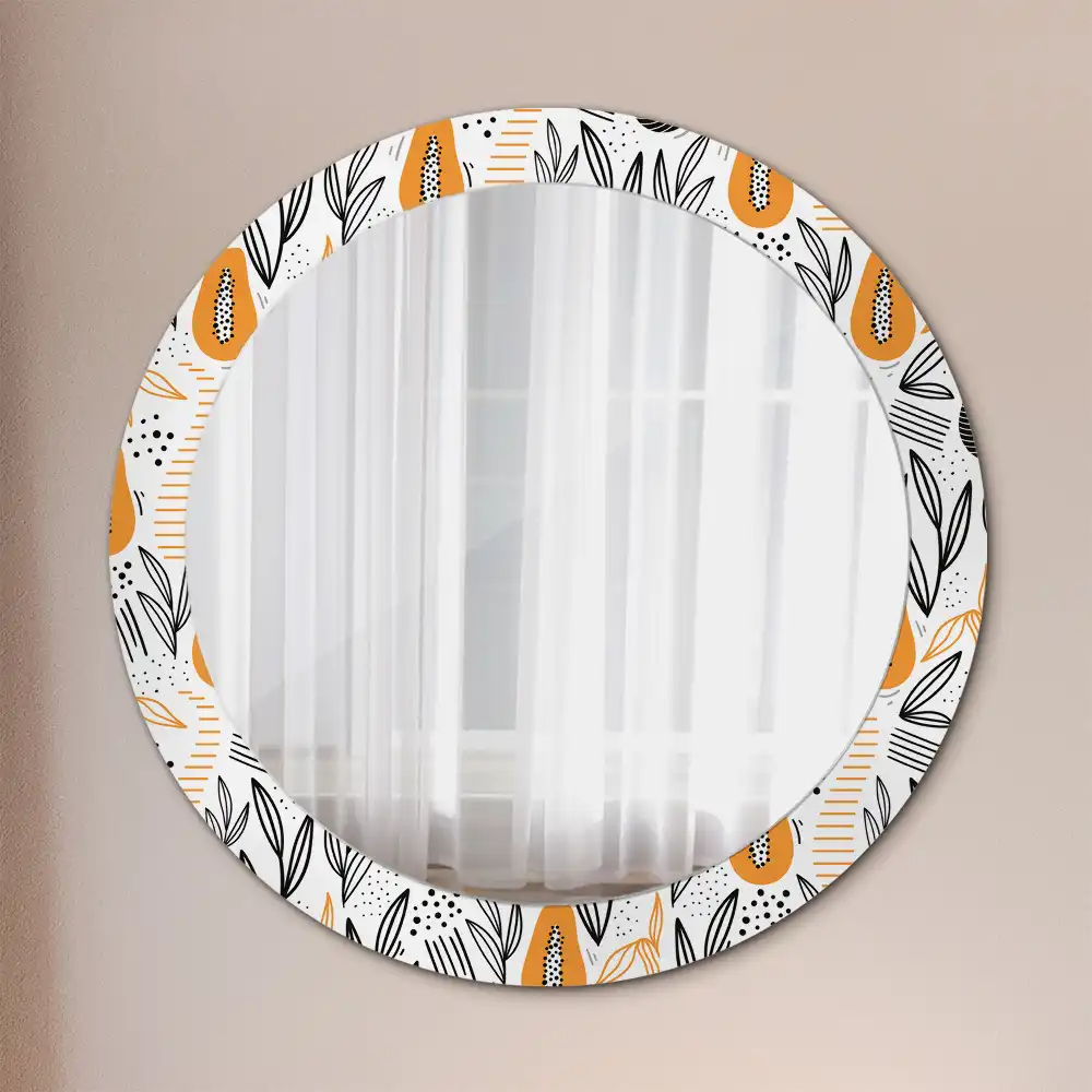 Miroir rond avec décoration papayes