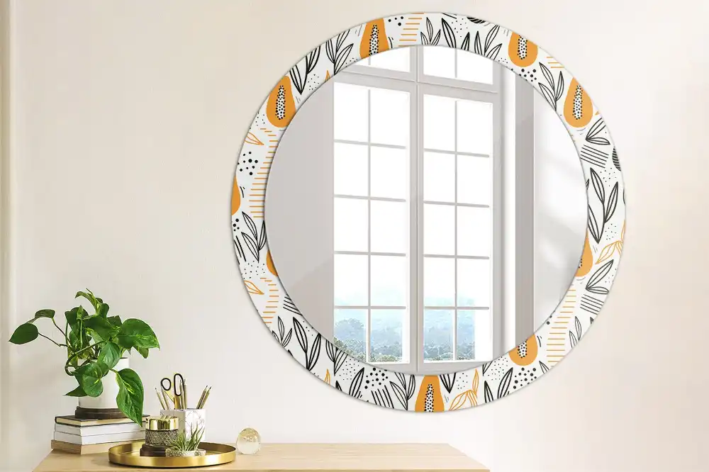 Miroir rond avec décoration papayes