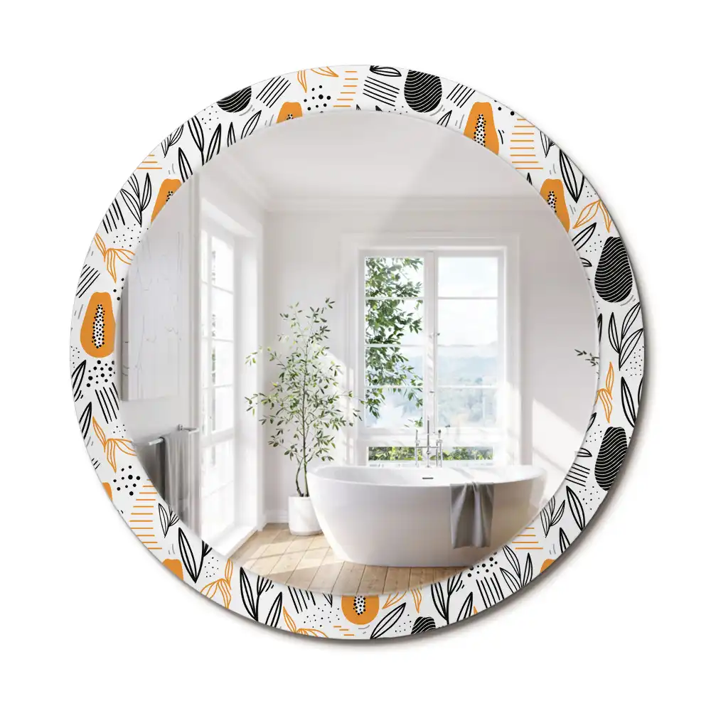 Miroir rond avec décoration papayes