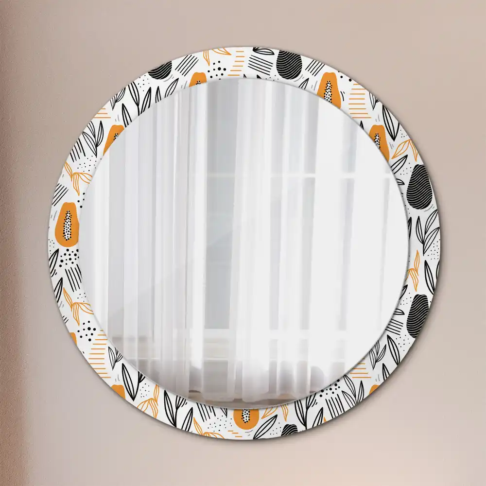 Miroir rond avec décoration papayes