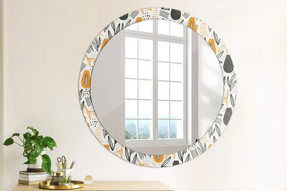 Miroir rond avec décoration papayes