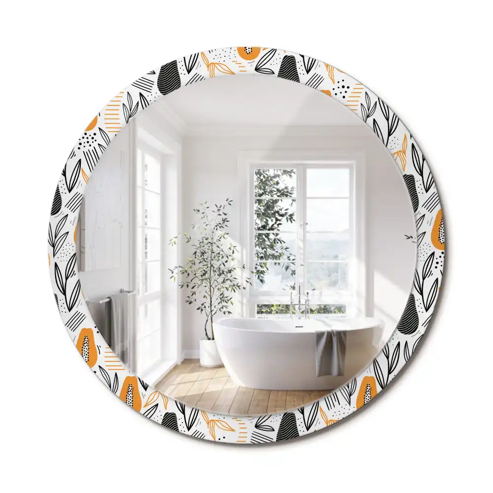 Miroir rond avec décoration papayes