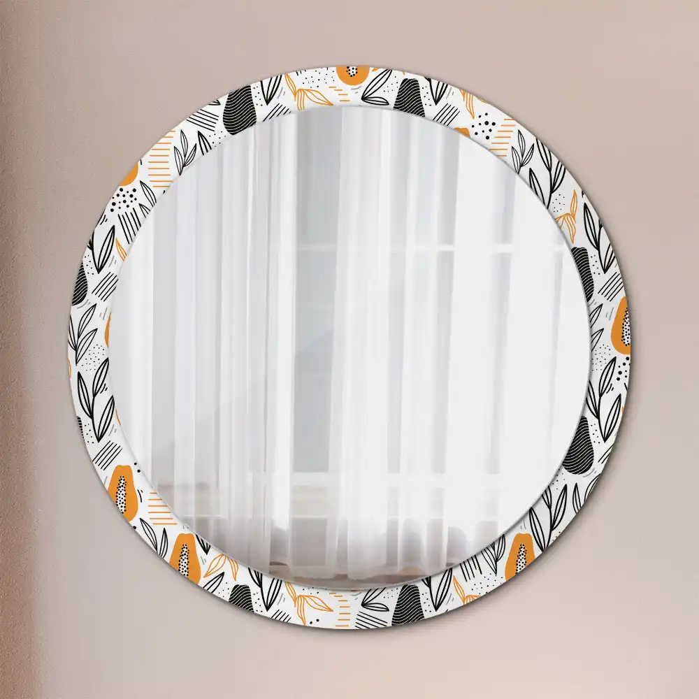 Miroir rond avec décoration papayes