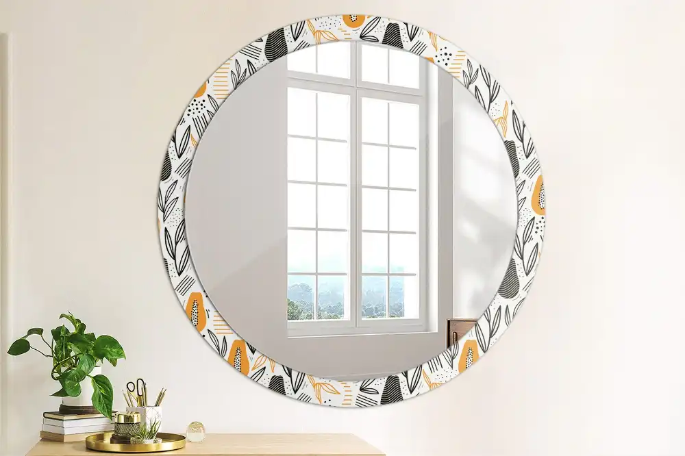 Miroir rond avec décoration papayes