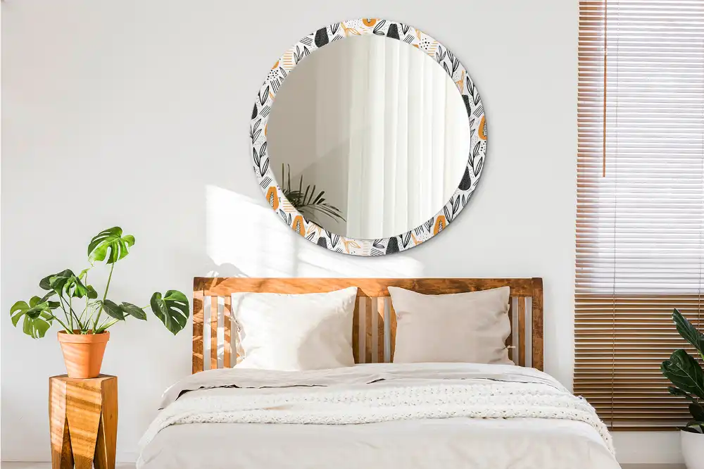 Miroir rond avec décoration papayes