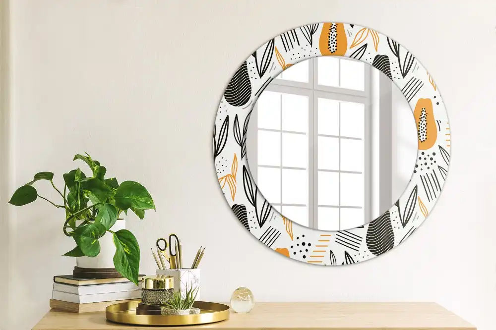 Miroir rond avec décoration papayes