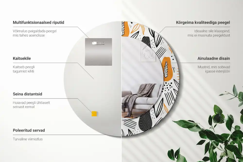 Miroir rond avec décoration papayes