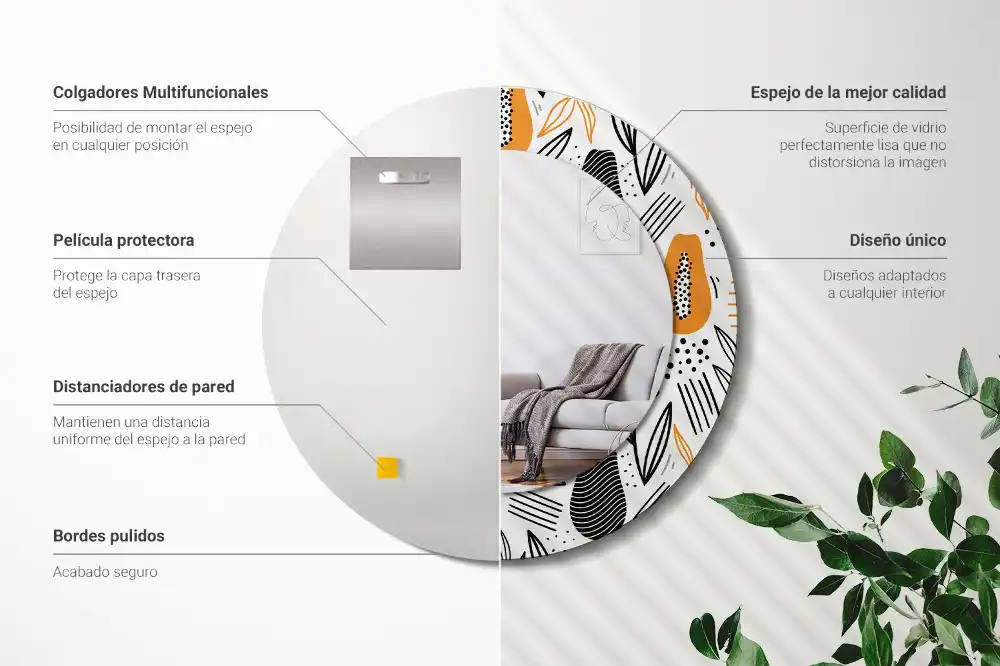 Miroir rond avec décoration papayes