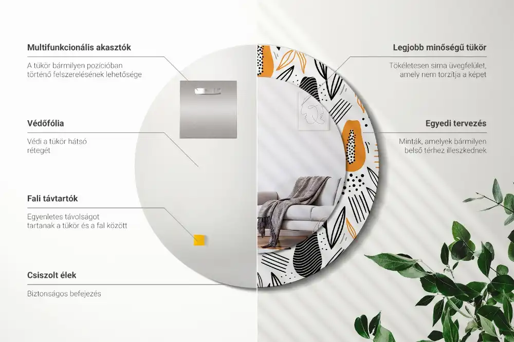 Miroir rond avec décoration papayes