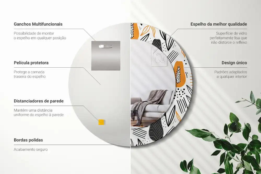 Miroir rond avec décoration papayes