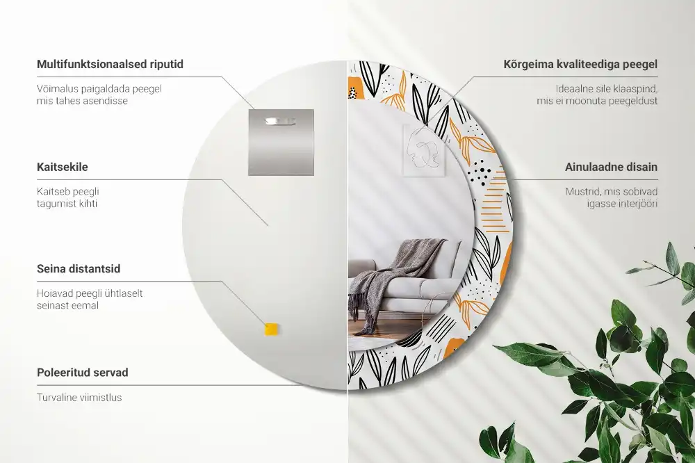 Miroir rond avec décoration papayes
