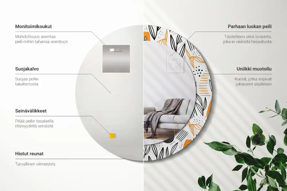Miroir rond avec décoration papayes