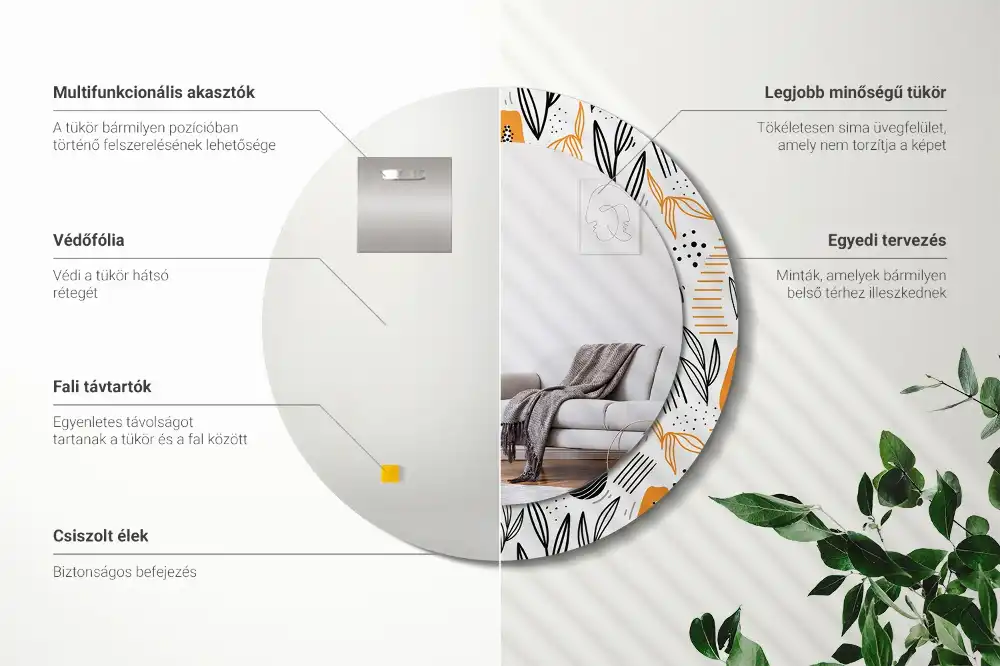 Miroir rond avec décoration papayes