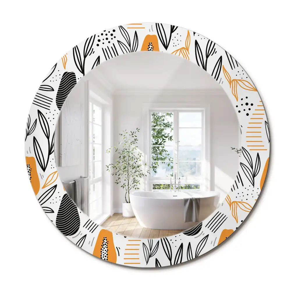 Miroir rond avec décoration papayes