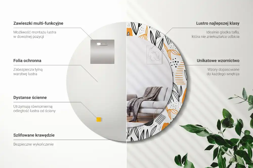 Miroir rond avec décoration papayes