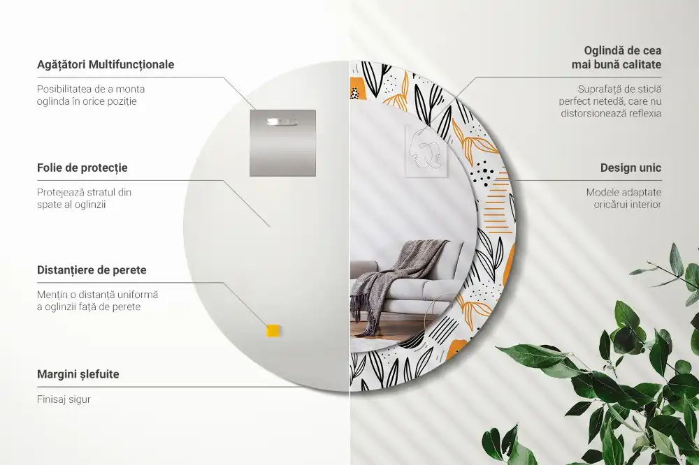 Miroir rond avec décoration papayes