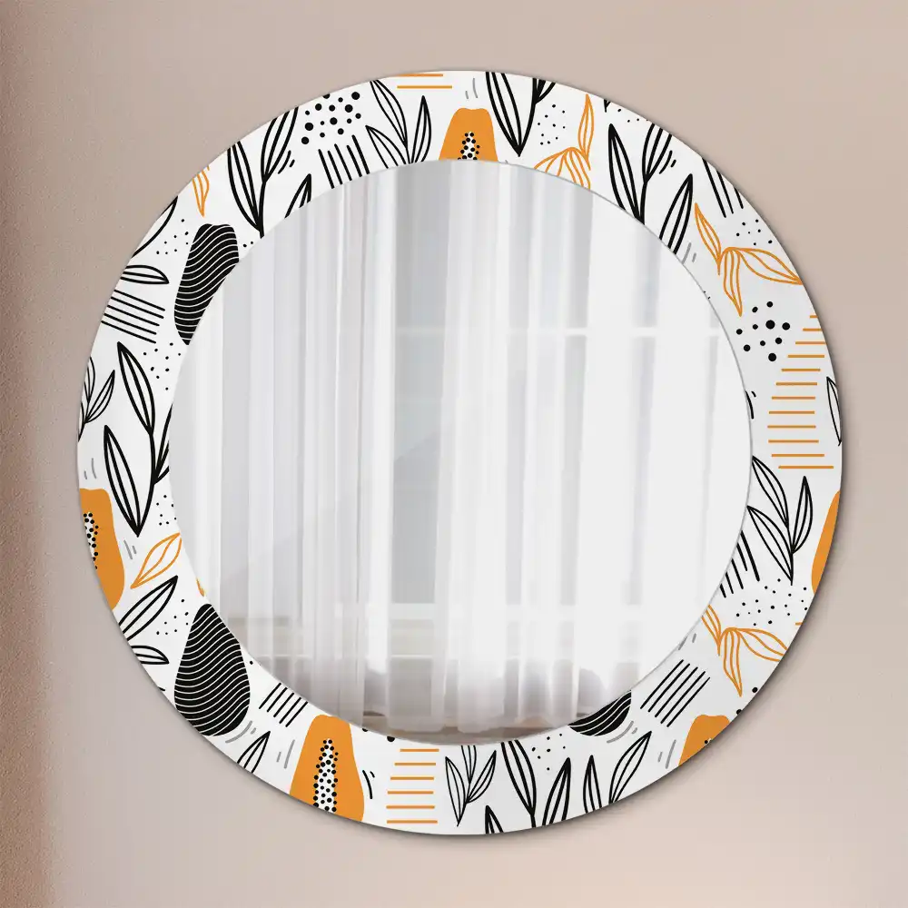 Miroir rond avec décoration papayes