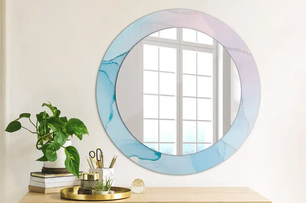Miroir rond imprimé style marbré