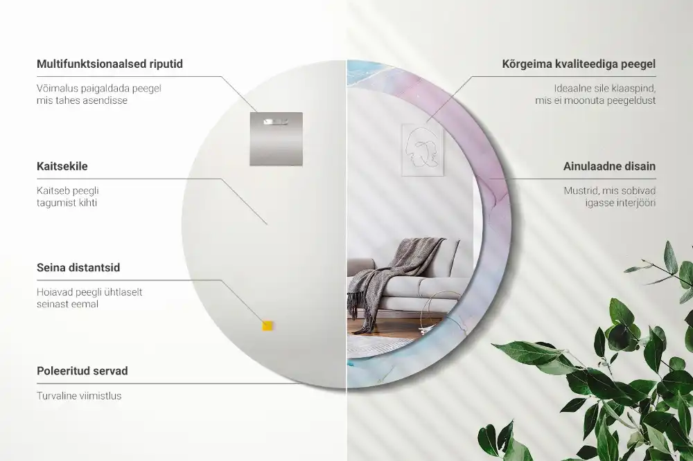 Miroir rond imprimé style marbré