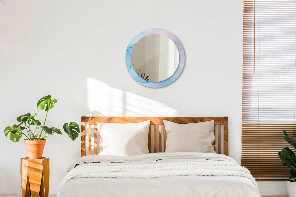 Miroir rond imprimé style marbré