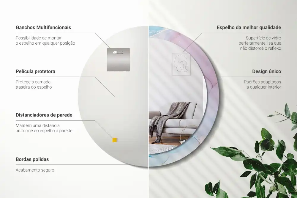 Miroir rond imprimé style marbré