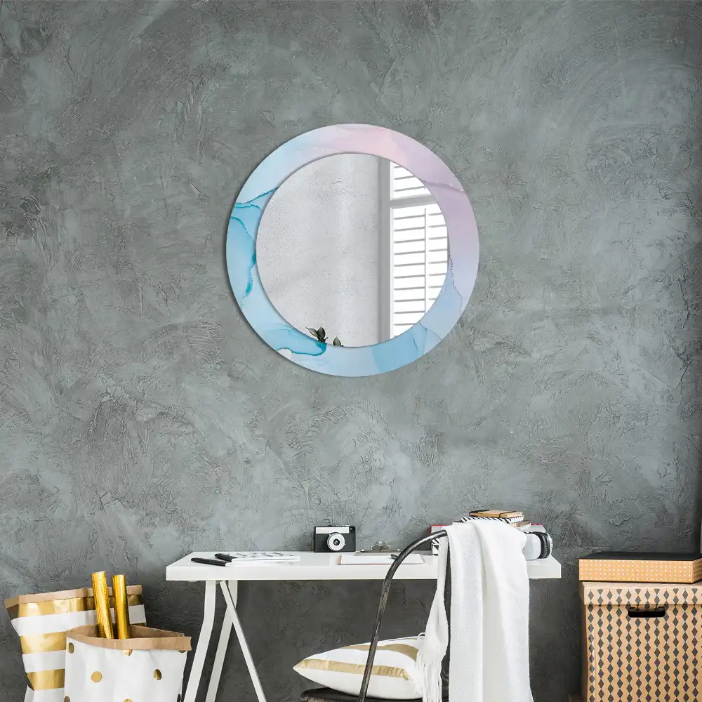 Miroir rond imprimé style marbré
