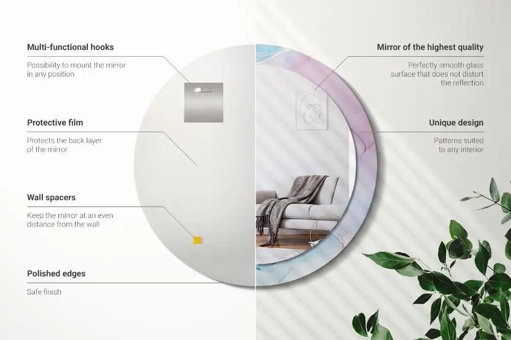 Miroir rond imprimé style marbré