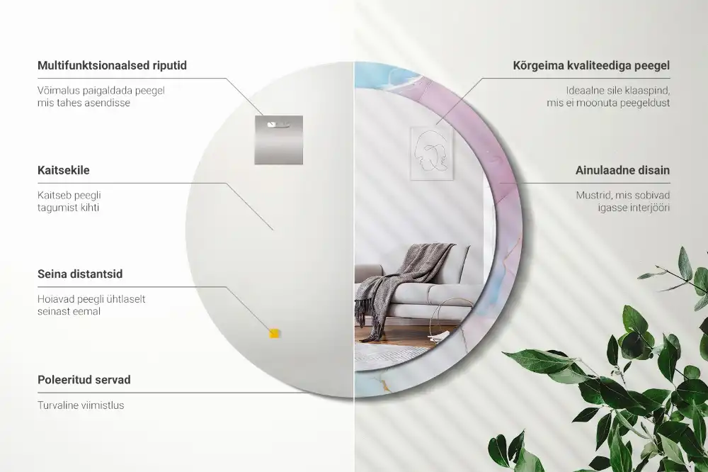 Miroir rond imprimé style marbré