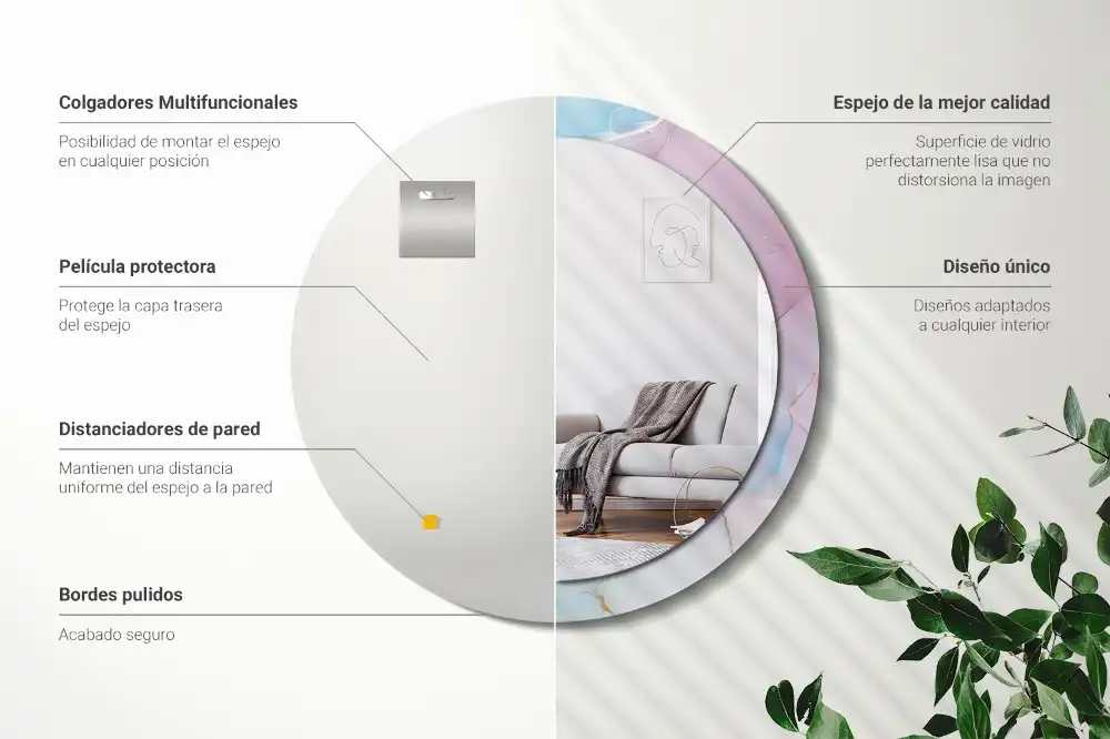 Miroir rond imprimé style marbré