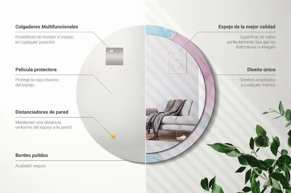 Miroir rond imprimé style marbré