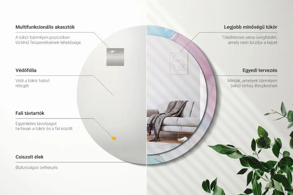 Miroir rond imprimé style marbré