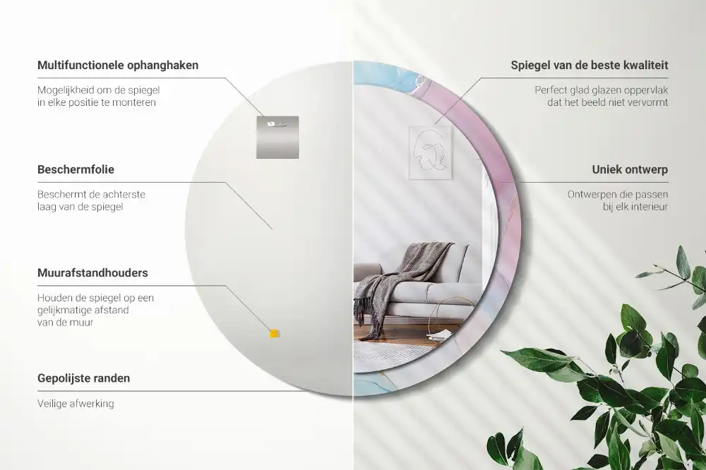 Miroir rond imprimé style marbré