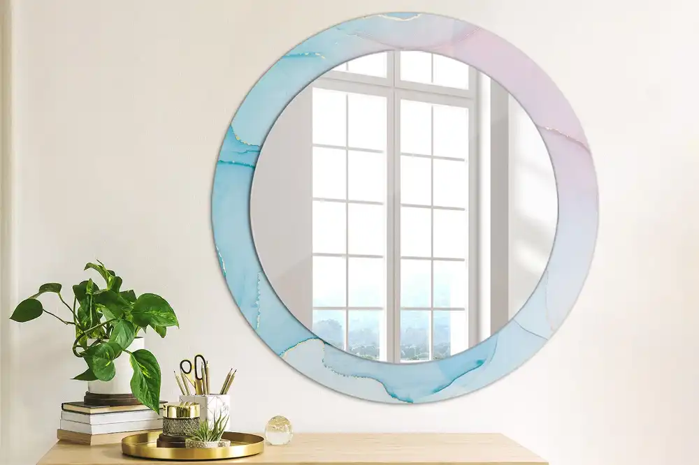 Miroir rond imprimé style marbré
