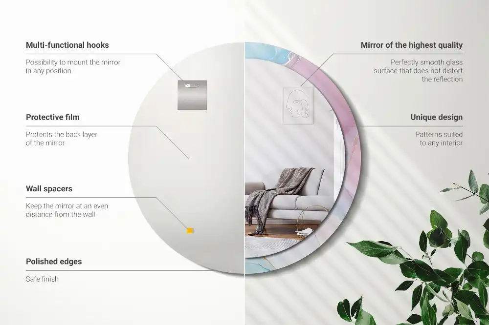 Miroir rond imprimé style marbré